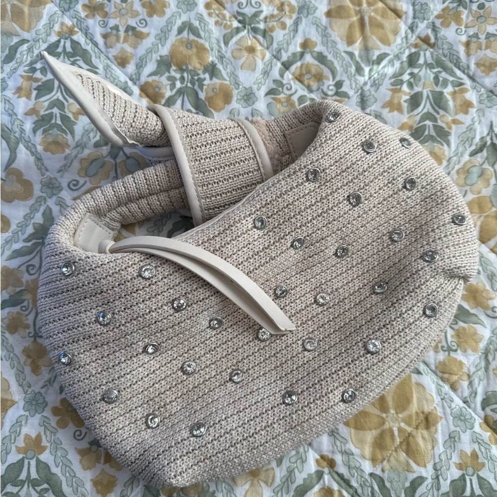 Urban Expressions Chic Woven Straw Clutch with Rhinestone Details